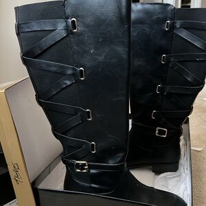 Black Wide Calf Boots Tall Boots Sz 9W